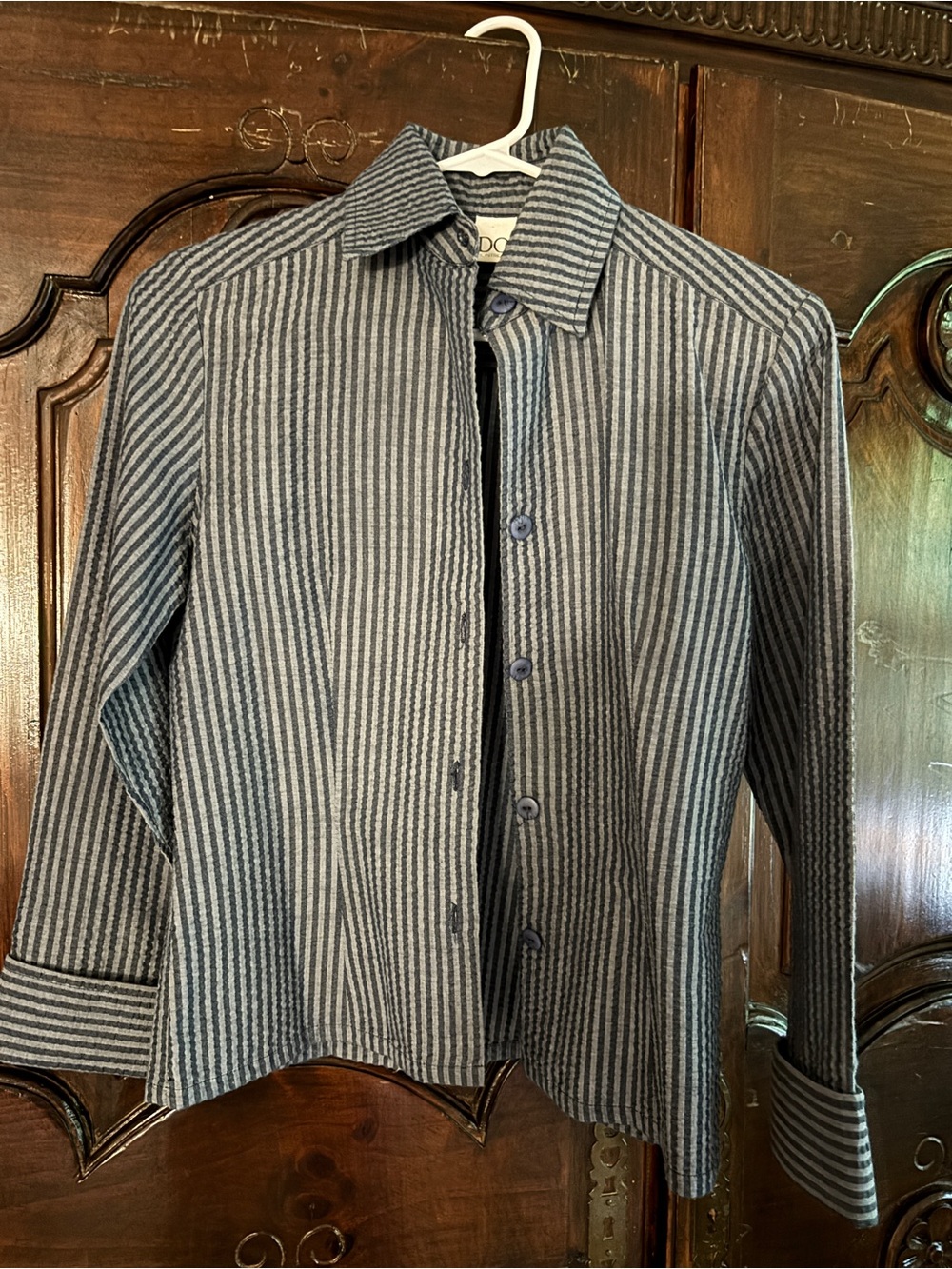 DO Striped Button-Up Shirt in Black and Gray